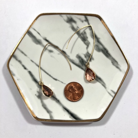 Peach Gold Drop Wire Wedding Boutique Earring - Picture 2 of 3